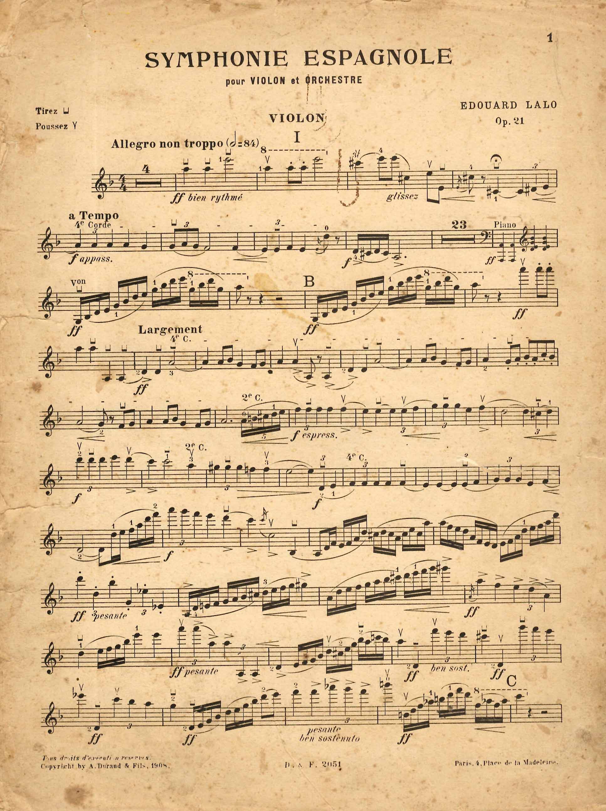 Symphonie Espagnole pour Violon et Orchestre, op. 21